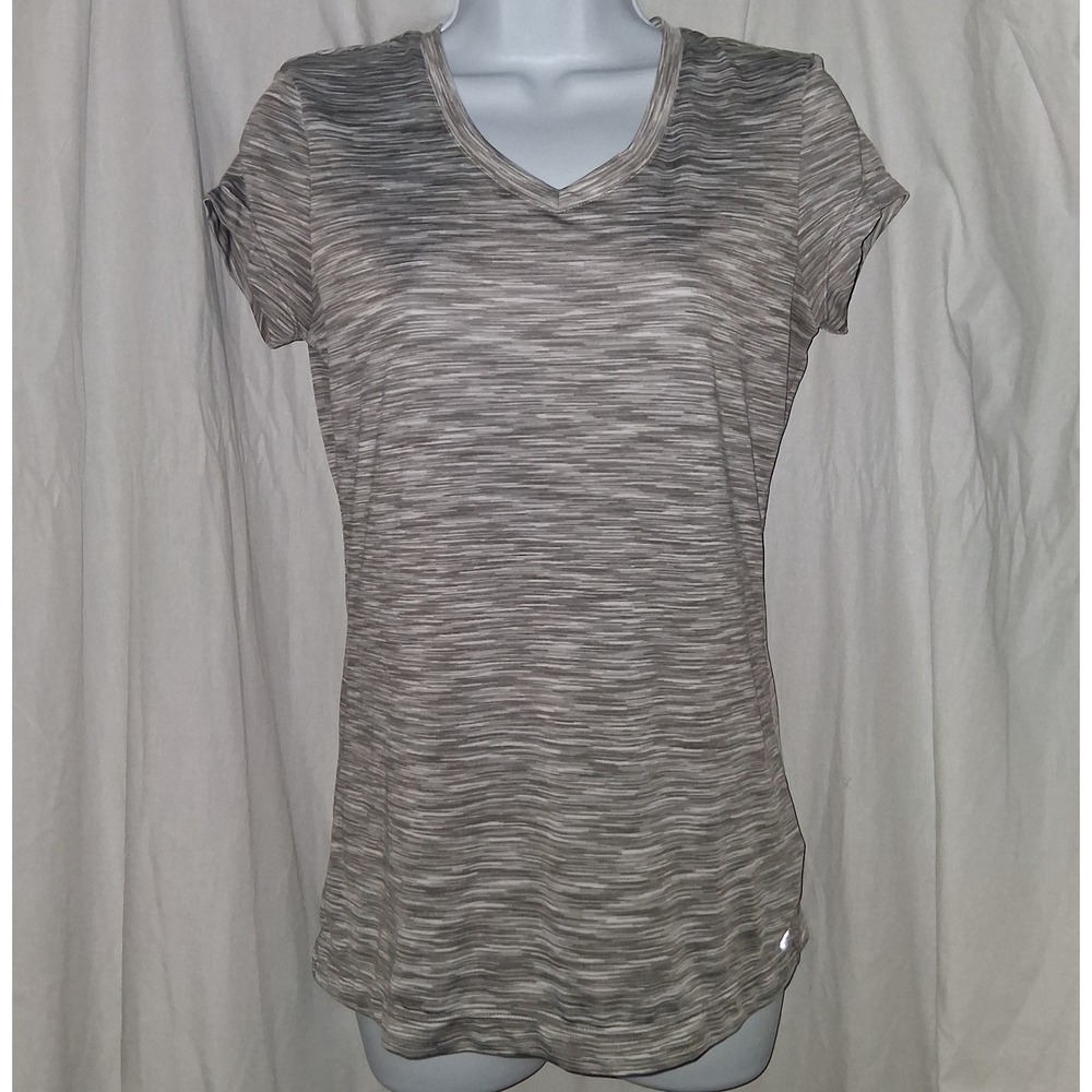 Spalding Heathered Grey Short Sleeves Athletic Top Size S Small Stretch Athletic